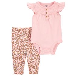 Carters Baby Girls 2-pc. Solid/Floral  Bodysuit Pant Set