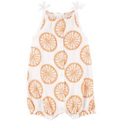 Baby Girls Orange Slice Snap-Up Cotton Romper