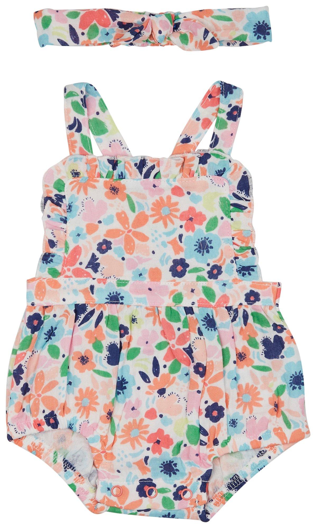 Baby 2-pc. Girls Floral Print  Romper Set