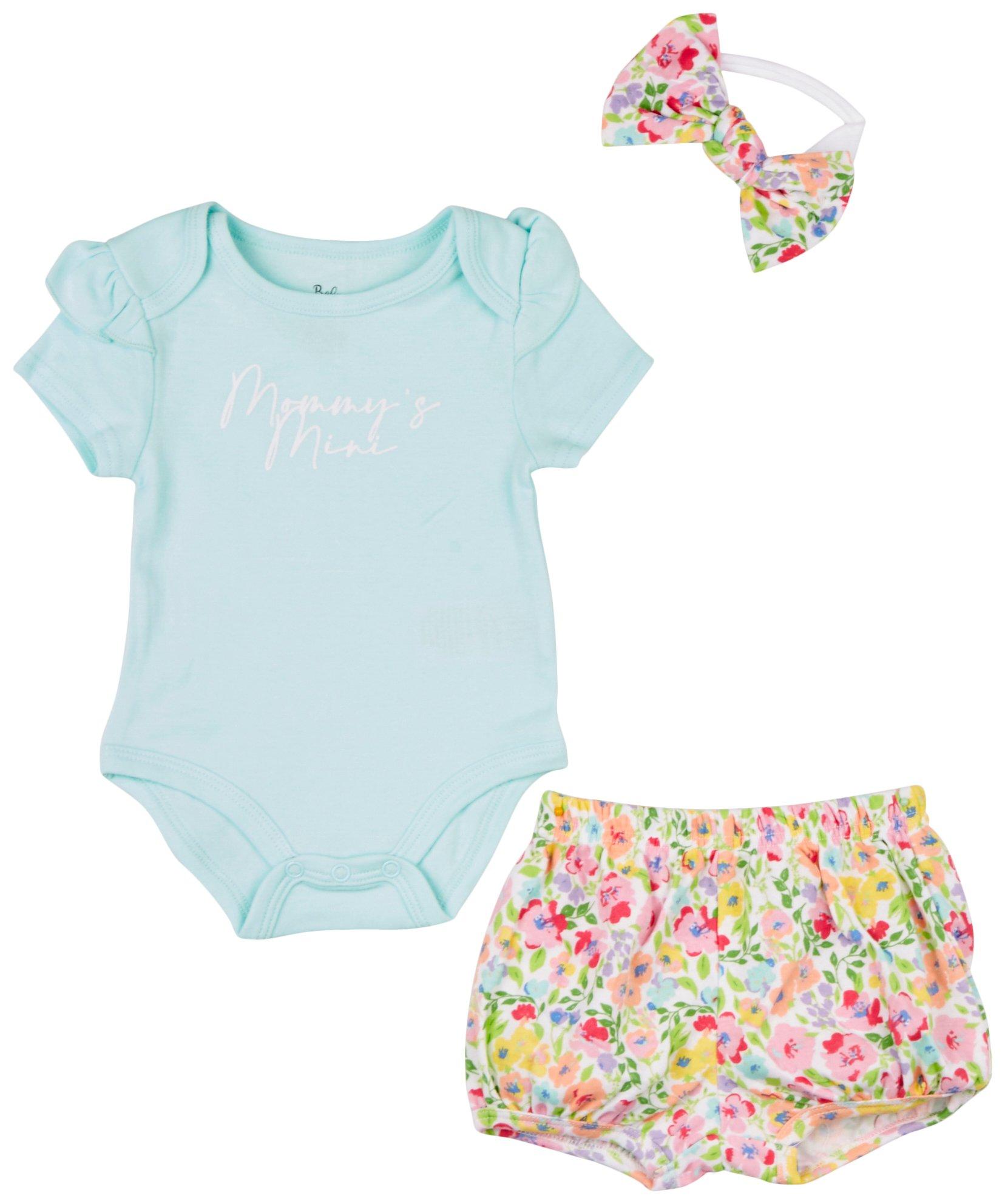 Baby Essentials Baby Girls 3-pc. Creeper and Shorts Set