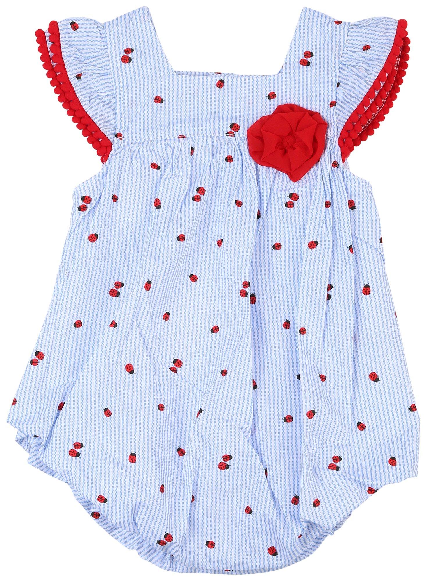 Baby Essentials Baby Girls Blue Red Stripe Print