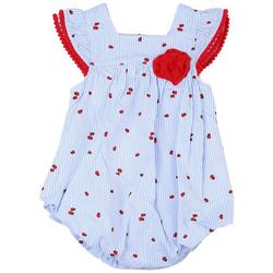 Baby Girls Blue Red Stripe Print Creeper