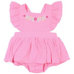 Baby Essentials Baby Girls Gauze Pink Flutter Bodysuit Set