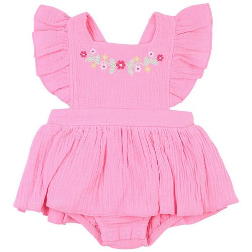 Baby Essentials Baby Girls Gauze Pink Flutter Bodysuit