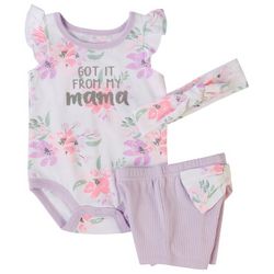 Baby Essentials Baby Girls 3-pc. Got It From Mama Bodysuit