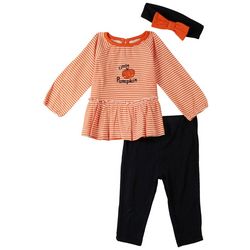 Little Me Baby Girls 3-pc. Pumpkin Tunic Dress Pant Set