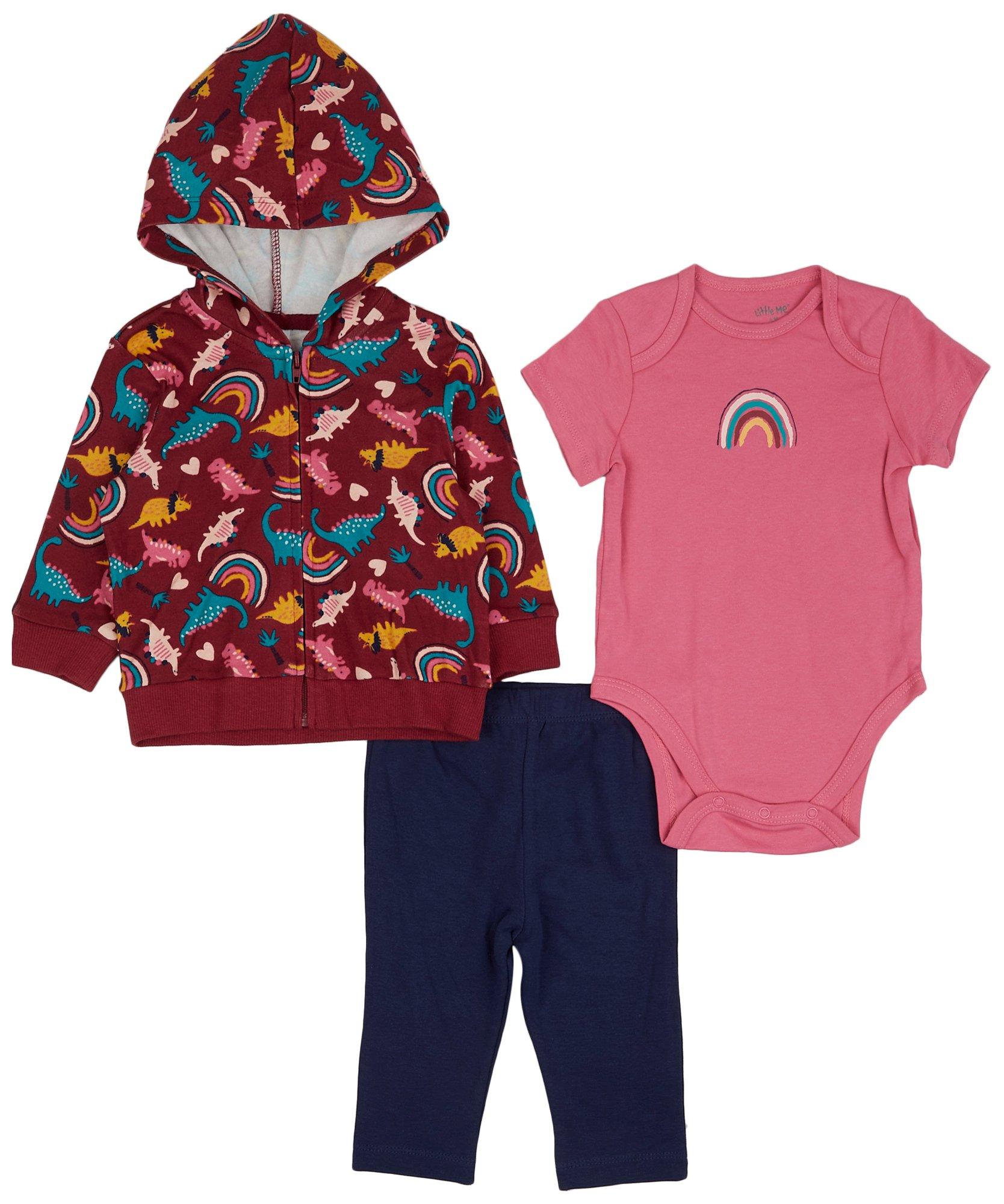 Little Me Baby Boys 3pc. Dino Hoody Bodysuit Set