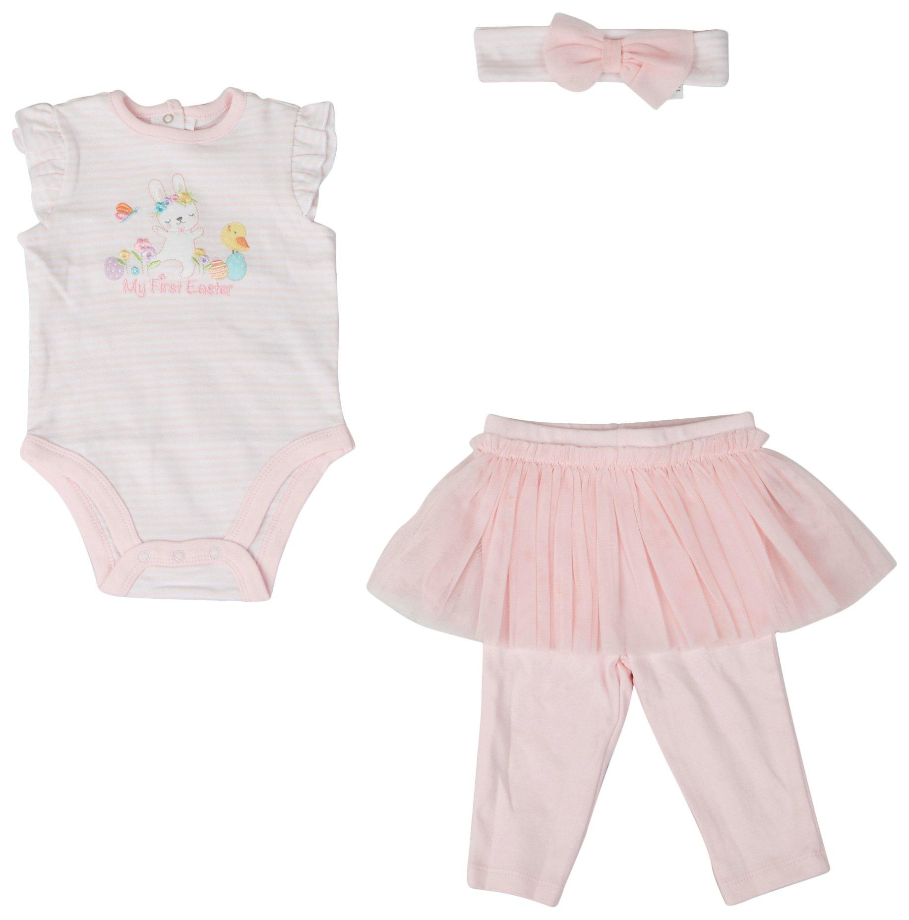 Little Me Baby Girls 3-pc. Bunny Skegging Bodysuit Set