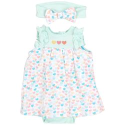 Little Me Baby Girls 2-Pc. Solid Heart Dress Set