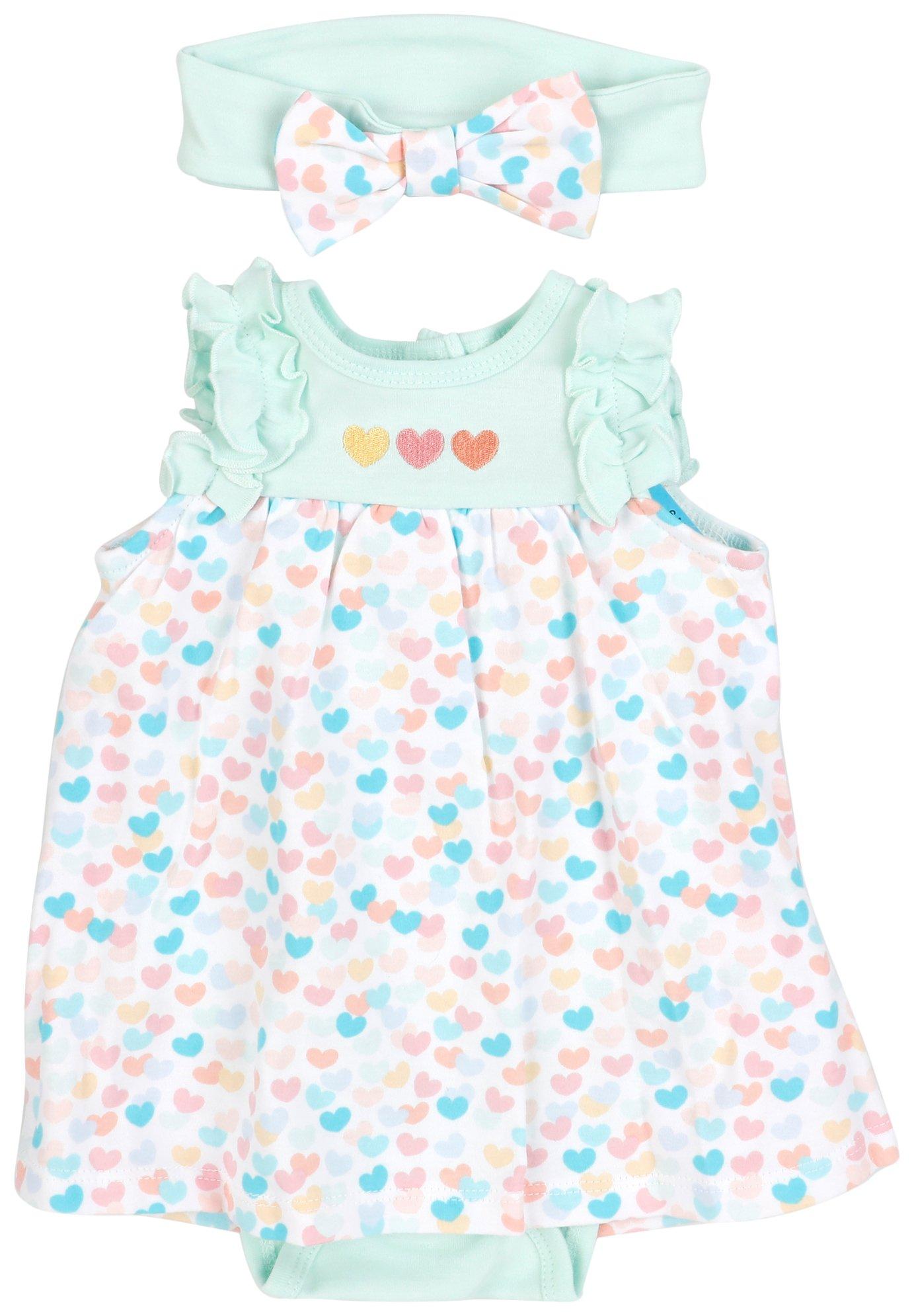 Baby Girls 2-Pc. Solid Heart Dress Set