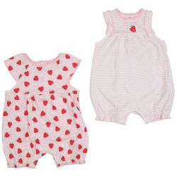 Baby Girls 2-pc. Strawberry And Stripe Romper Set