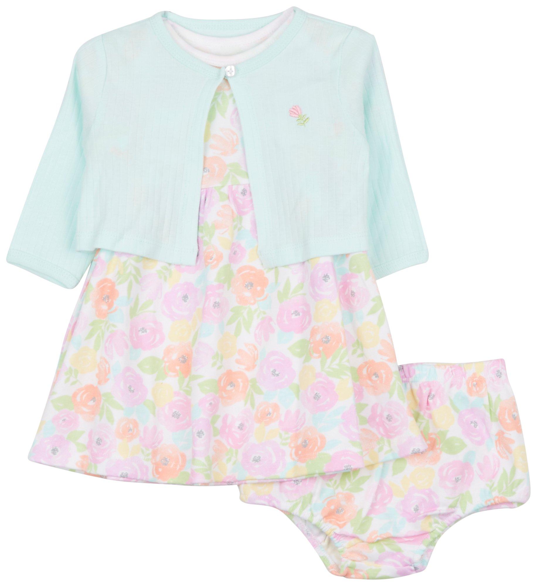Little Me Baby Girls 3-pc. Blossoms Bloomer Dress Set