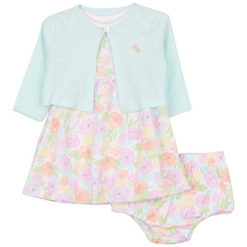 Little Me Baby Girls 3-pc. Blossoms Bloomer Dress