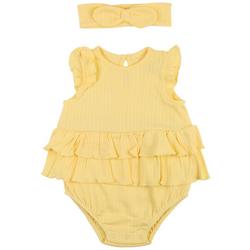 Baby Girls 2 Pc. Knit Bubble Bodysuit Set