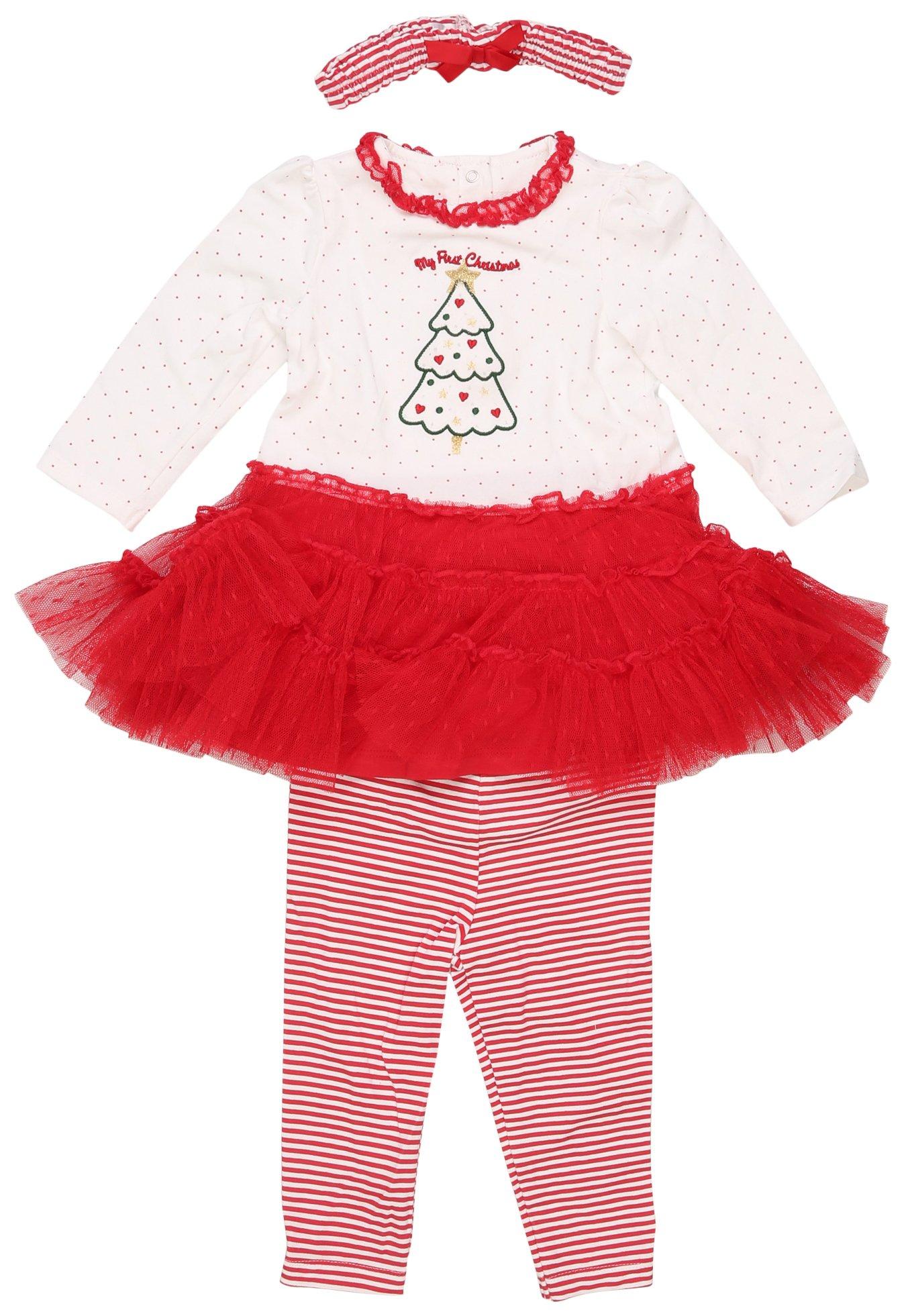 Baby Girls 3-pc. Sparkle Tree Dress Set