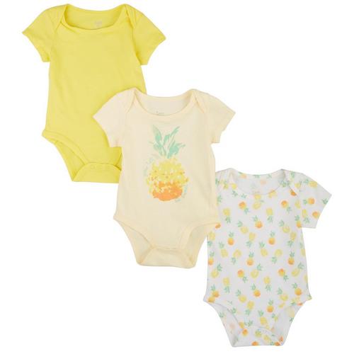 Leo & Luna Baby Girls 3-pk. Pineapple Bodysuit