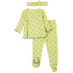 Leo & Luna Baby Girls 3-pc. Dot Waffle Knit Pant Set