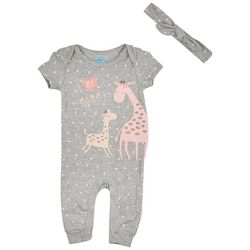 BON BEBE Baby Girls 2-Pc. Mommy Giraffe Bodysuit Set