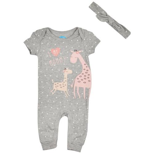 BON BEBE Baby Girls 2-Pc. Mommy Giraffe Bodysuit