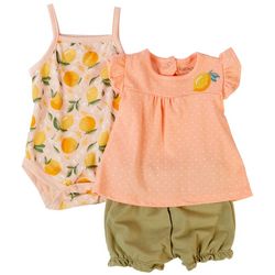Always Loved Baby Girls 3-pc. Citrus Bodysuit Set