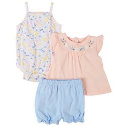 Always Loved Baby Girls 3-pc. Dainty Floral Bodysuit Set