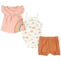 Always Loved Baby Girls 3-pc. Sunrise/Rainbow Bodysuit Set