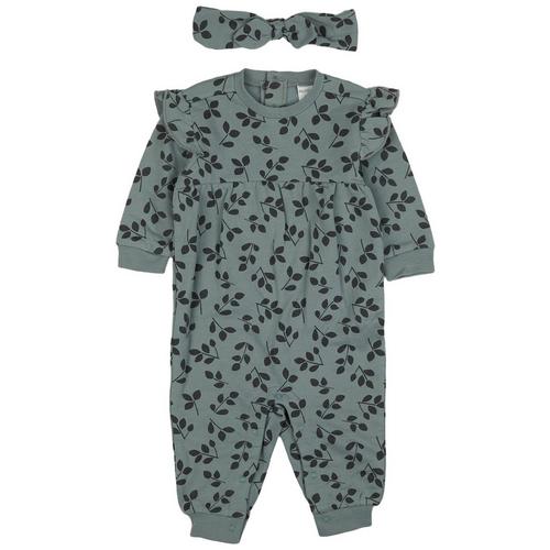 PL Baby Baby Girls 2-pk. Leaves Fleece Footed