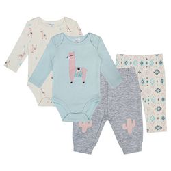 PL Baby Baby Girls 4-pc. Llama Bodysuit Set
