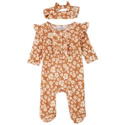 Nicole Miller New York Baby Girls 2-pc Floral Ruffles Pajama