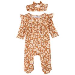 Baby Girls 2-pc Floral Ruffles Pajama
