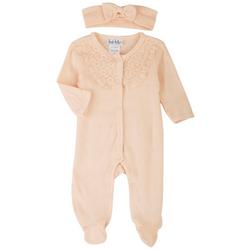 Baby Girls 2-pc. Lace Yoke Pajamas