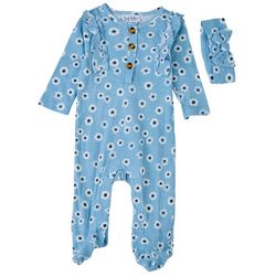 Nicole Miller New York Baby Girls 2-pc. Floral Footed Pajama