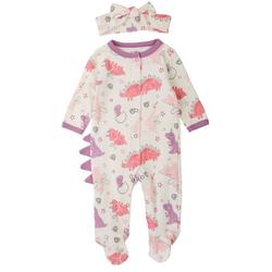 Baby Girls 2-pc. Dino Pajama Set