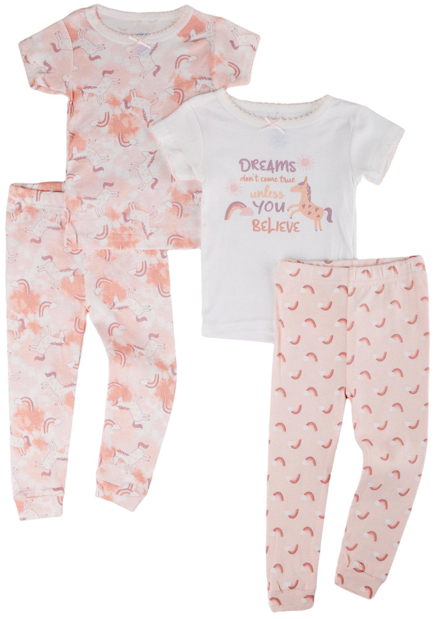 Baby Girls 4-pc. Unicorn Rainbow Pajama Set