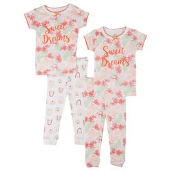 Cutie Pie Baby Girls 4-pc. Tie Dye Rainbow Print Pajama Set