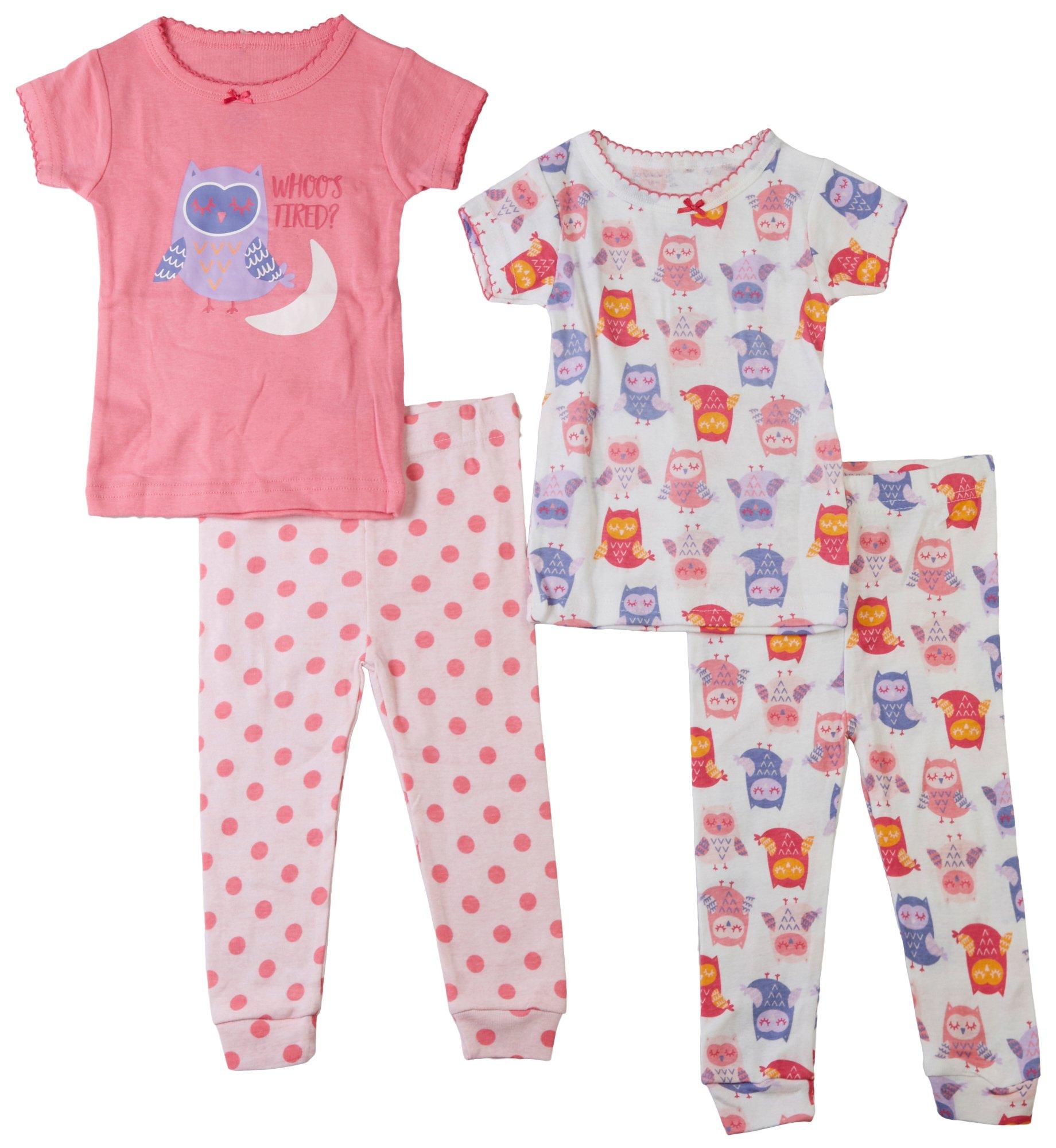 Baby Girls 4 pc. Whoos Tired Pajama Set