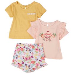 Chick Pea Baby Girls 3-pc. On Island Time Short Set