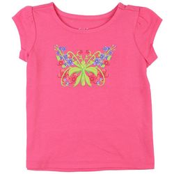 DOT & ZAZZ Baby Girls Butterflies Floral Cap Sleeve Top