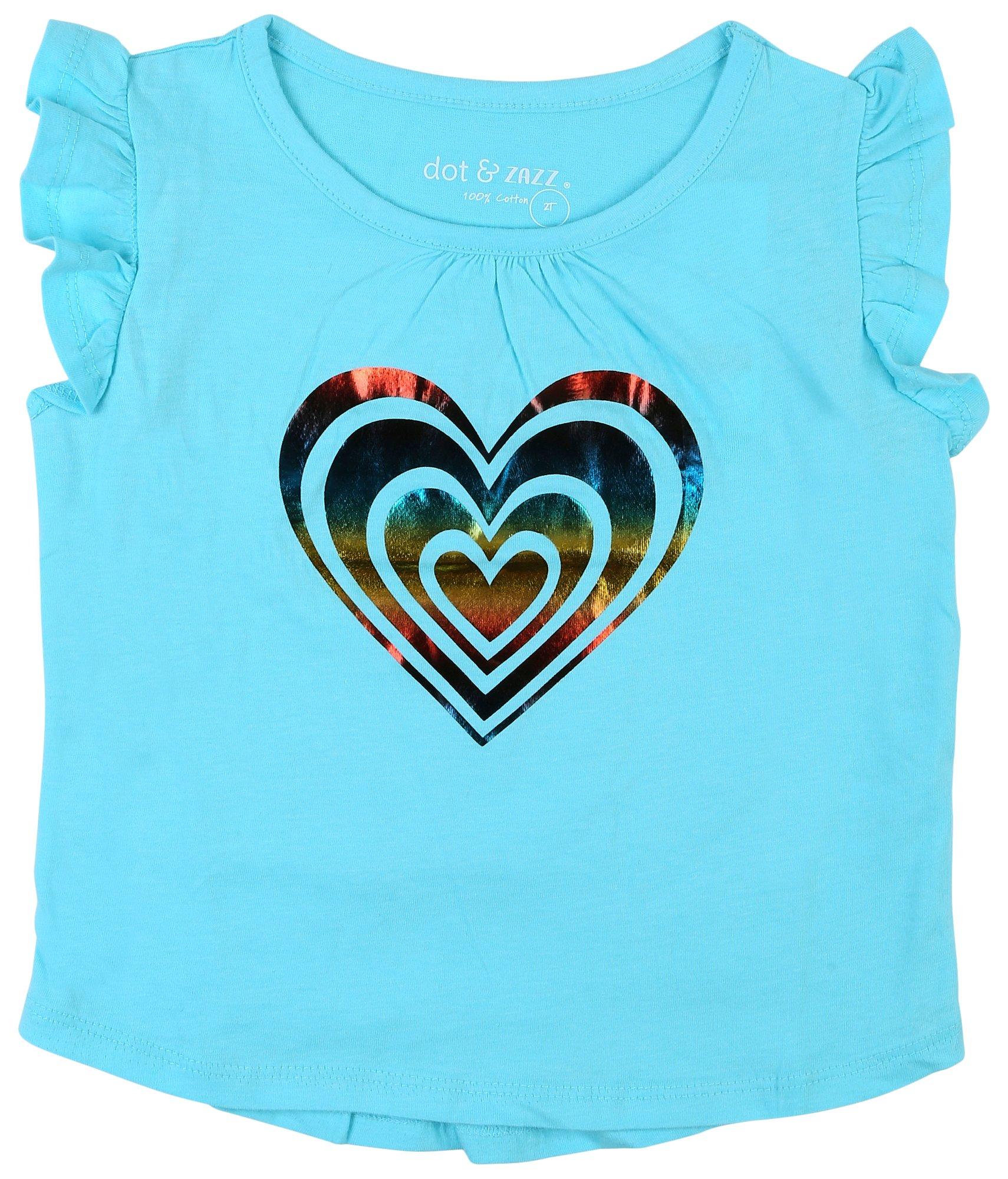 Baby Girls Tinsel Heart Flutter Sleeve T-Shirt