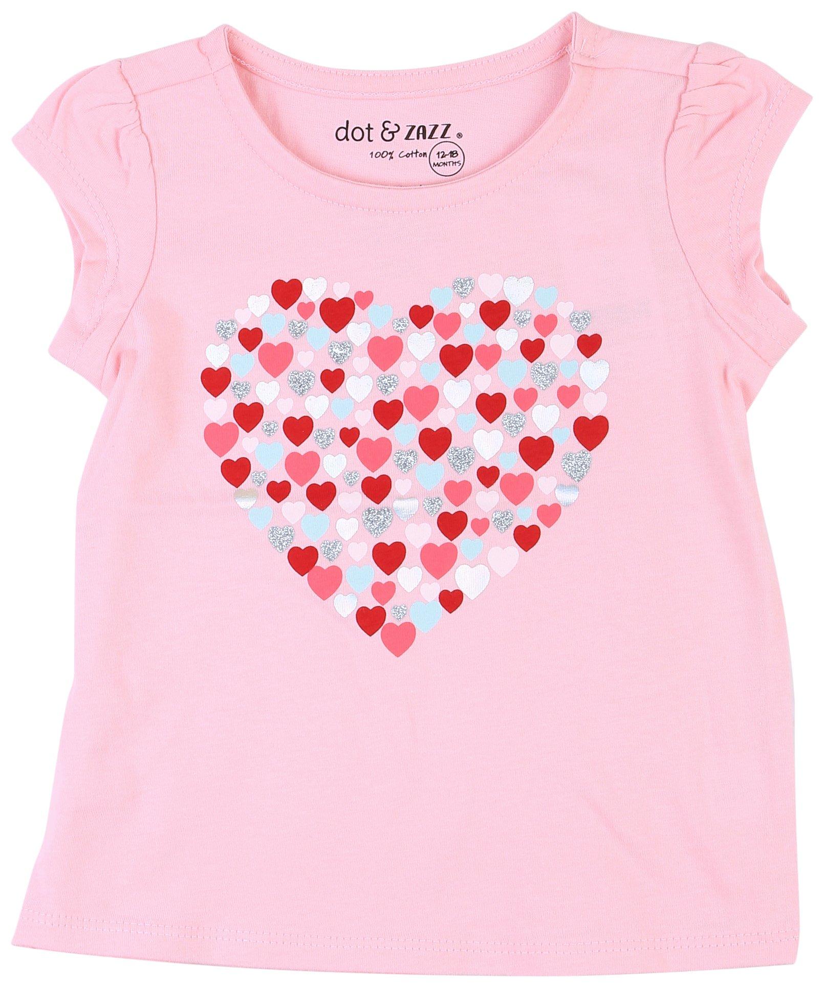 DOT & ZAZZ Baby Girls Valentine's Heart Short Sleeve Tee