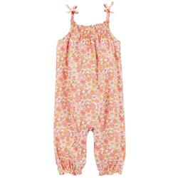 Baby Girls Floral Print Snap-up Jumpsuit