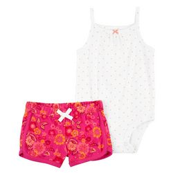 Carters Baby Girls 2 pc. Tank Bodysuit Dot/Floral Short Set