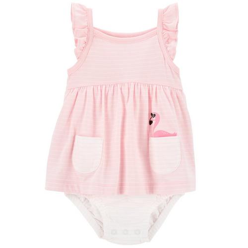 Baby Girls Flamingo Sleeveless Sunsuit Dress