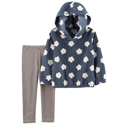 Carters Baby Girls 2 Pc Fleece Floral Hooded