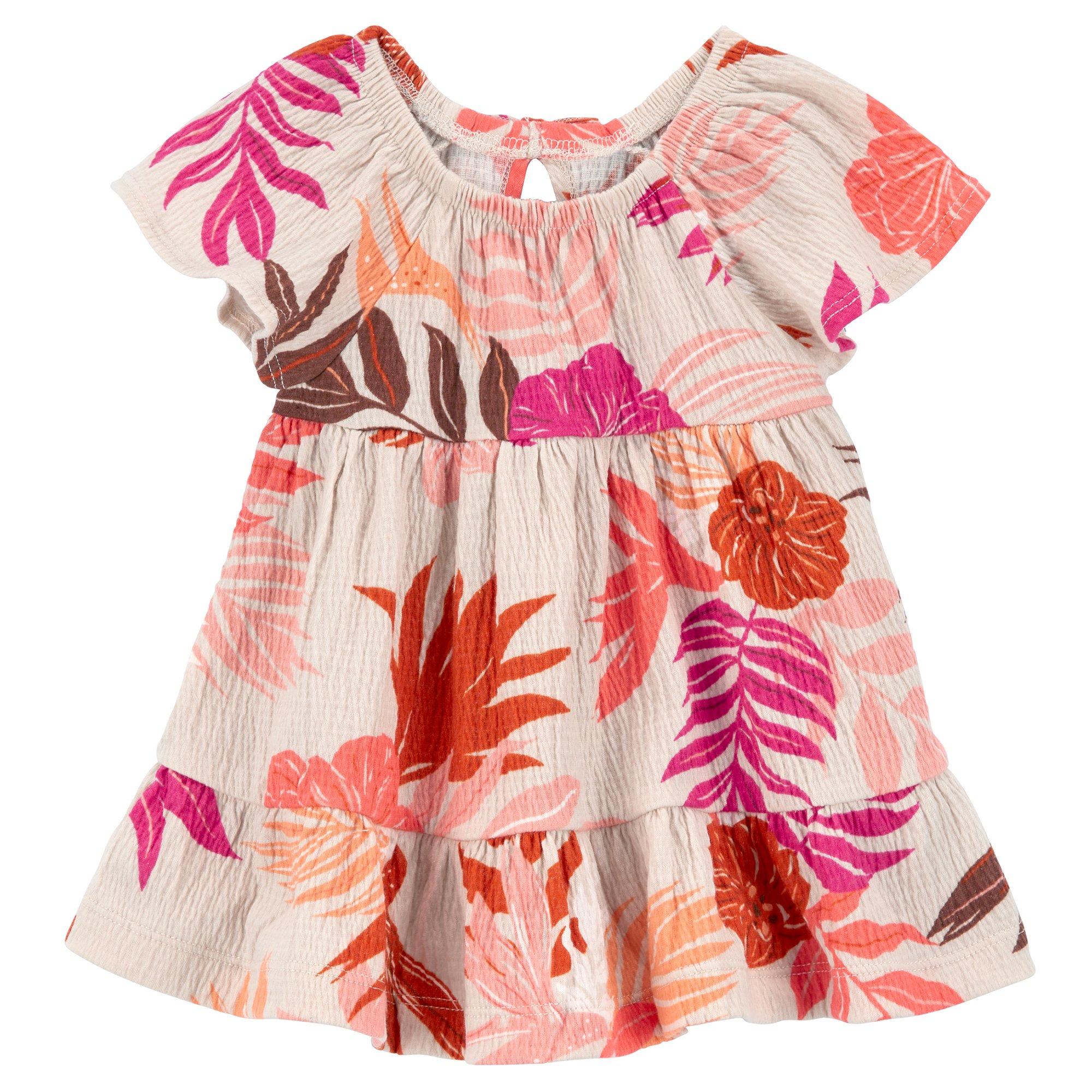 Baby Girls 2-pc. Tropical Leafs Flutter Dress Set