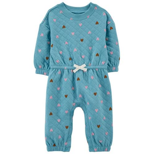 Carters Baby Girls Teal Heart Quilted Bodysuit