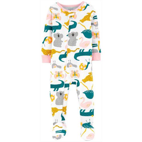 Carters Baby Girls Animals Footed Pajamas