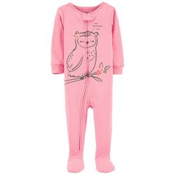 Baby Girls Owl Tuckered Out Footed Pajamas