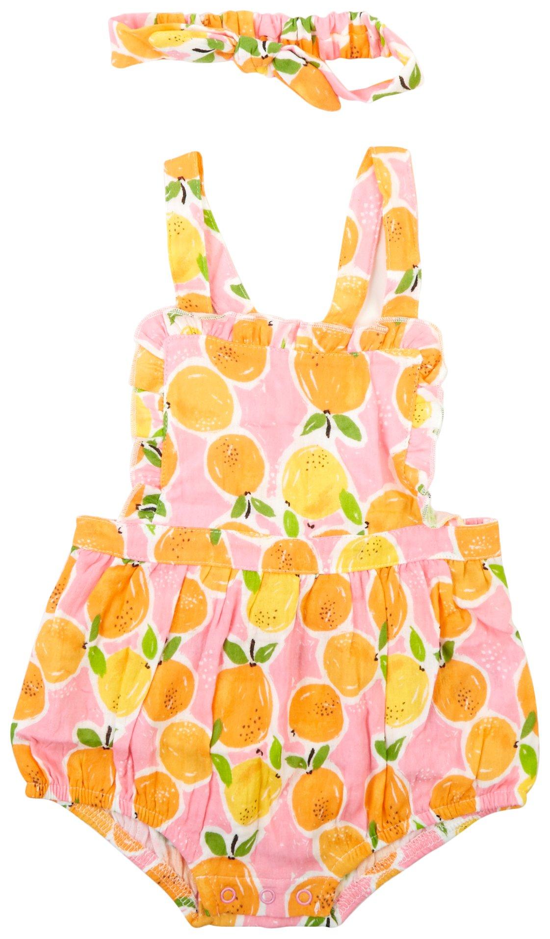 Baby Girls 2-pc. Orange Romper Set