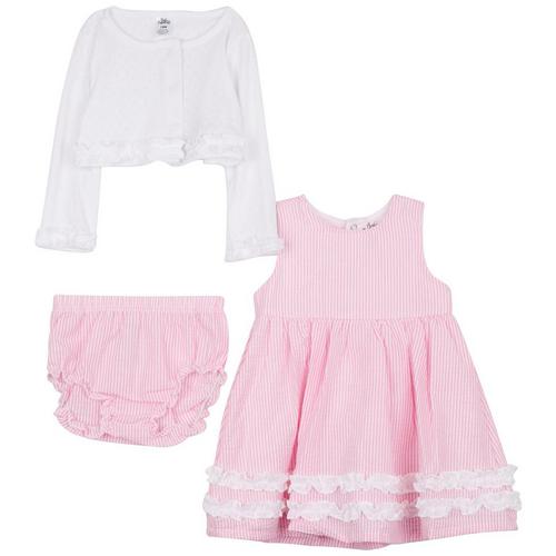 Baby Essentials Baby Girls 3-pc. Pink Stripe Dress